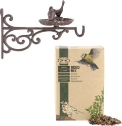 ESSCHERT DESIGN Mangeoire/abreuvoir Mural Avec Crochet En Fonte 35 Cm Avec Nourriture Vogel - Station D'alimentation Pour Oiseaux - Mangeoire Pour Oiseaux