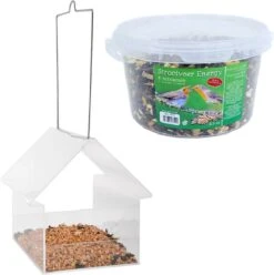 ESSCHERT DESIGN Nichoir / Table à Manger En Plastique Transparent 15 Cm Avec Nourriture Pour Oiseaux énergétique 4 Saisons - Mangeoire à Oiseaux