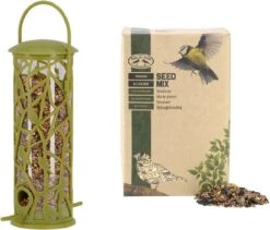 ESSCHERT DESIGN Silo D'alimentation Des Vogel Avec Perchoirs En Plastique Vert 27 Cm Avec Nourriture Vogel - Station D'alimentation Pour Oiseaux - Mangeoire Pour Oiseaux