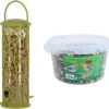 ESSCHERT DESIGN Silo D'alimentation Vogel Avec Perchoirs En Plastique Vert 27 Cm Comprenant De La Nourriture Vogel énergétique 4 Saisons - Mangeoire Pour Oiseaux