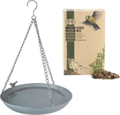 ESSCHERT DESIGN Bain D'oiseau / Bol D'alimentation Suspendu Rond En Métal 30,4 X 30,4 Cm Avec 2,5 Kilos De Nourriture Pour Oiseaux