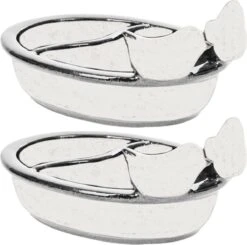 ESSCHERT DESIGN 2x Pcs Mangeoire Et Abreuvoir Pour Oiseaux En Céramique Blanche 21 Cm - Nourriture Pour Nourriture Pour Oiseaux - Mangeoire Pour Oiseaux - Abreuvoir Pour Oiseaux