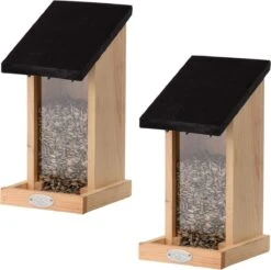 ESSCHERT DESIGN 2x Nichoirs En Bois / Silo D'alimentation Murale - Décorations De Jardin Nichoirs En épicéa - Nid D'oiseau Pour Oiseaux De Jardin