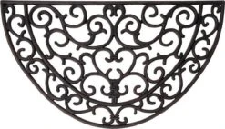 ESSCHERT DESIGN 2x Tapis D'entrée En Caoutchouc Demi-rond Noir Imprimé Classique 68 X 40 Cm - Tapis D'entrée Tapis D'entrée