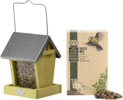ESSCHERT DESIGN Nichoir/silo D'alimentation Avec Deux Compartiments En Bois 22 Cm Avec Nourriture Vogel - Station D'alimentation Pour Oiseaux - Mangeoire Pour Oiseaux