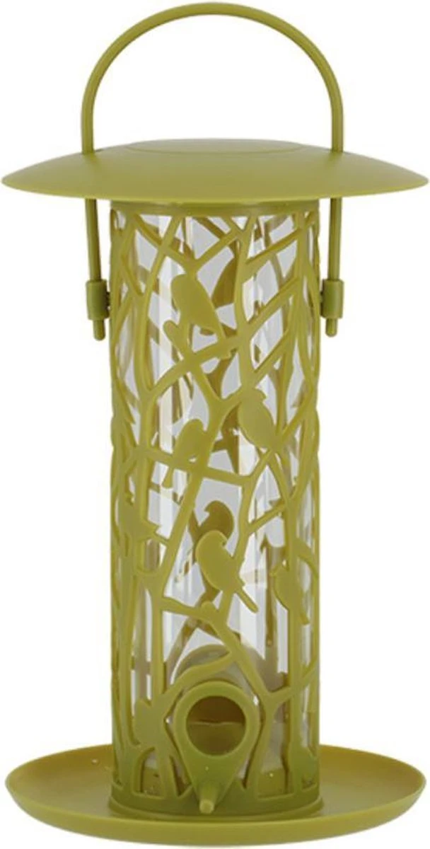 ESSCHERT DESIGN 2x Mangeoire à Oiseaux Silo Avec Perchoirs Et Plateau En Plastique Vert 27 Cm - Mangeoire à Oiseaux - Nourriture Pour Oiseaux Vogel - Station D'alimentation Pour Oiseaux – Image 2