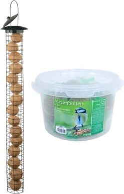 ESSCHERT DESIGN Grande Mangeoire à Oiseaux Silo Métal 83 Cm Comprenant 14 Boules De Graisse - Nourriture Pour Oiseaux Vogel - Station De Nourrissage Pour Oiseaux - Mangeoire Pour Oiseaux