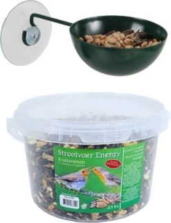 ESSCHERT DESIGN Mangeoire De FenĂȘtre Pour Nourriture Pour Oiseaux 12 Cm Vert FoncĂ© Avec Nourriture Pour Oiseaux Ă©nergĂ©tique 4 Saisons - Station D'alimentation Vogel - Mangeoire Pour Oiseaux