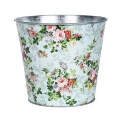 ESSCHERT DESIGN Cache-pot Zinc Imprimé Roses