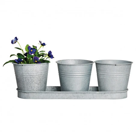 ESSCHERT DESIGN Set 3 Pots De Fleur En Zinc